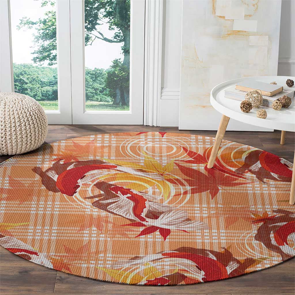 Orange Palaka Hawaii Aloha Round Carpet Koi Pond Mix Japanese Maple LT7 - Polynesian Pride
