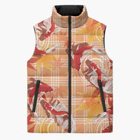 Orange Palaka Hawaii Aloha Sleeveless Puffer Jacket Koi Pond Mix Japanese Maple LT7 Unisex Orange - Polynesian Pride