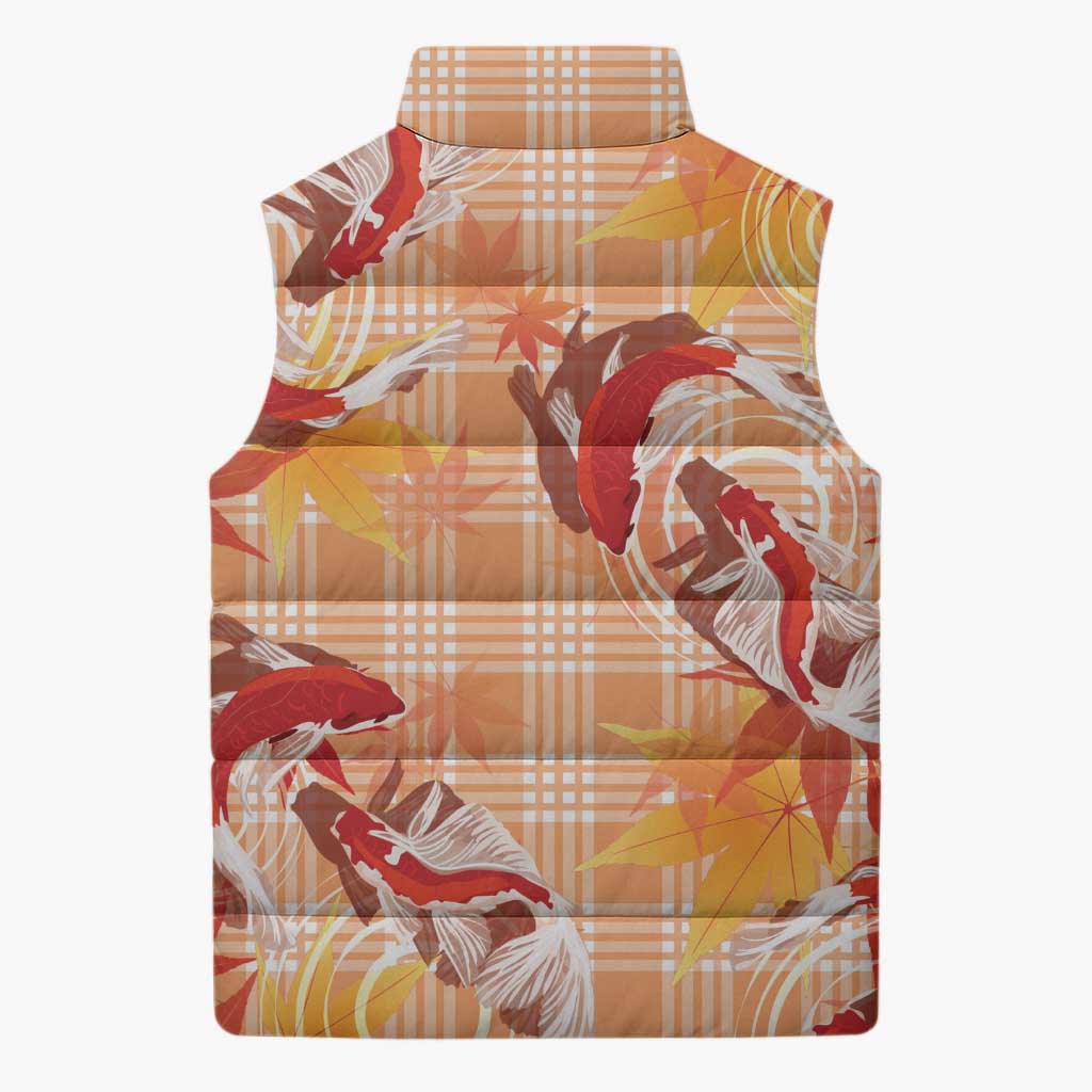 Orange Palaka Hawaii Aloha Sleeveless Puffer Jacket Koi Pond Mix Japanese Maple LT7 - Polynesian Pride