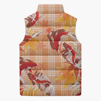 Orange Palaka Hawaii Aloha Sleeveless Puffer Jacket Koi Pond Mix Japanese Maple LT7 - Polynesian Pride