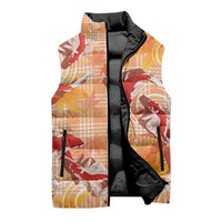 Orange Palaka Hawaii Aloha Sleeveless Puffer Jacket Koi Pond Mix Japanese Maple LT7 - Polynesian Pride