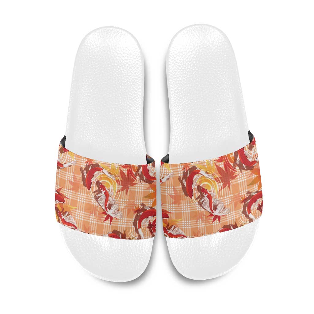 Orange Palaka Hawaii Aloha Slide Sandals Koi Pond Mix Japanese Maple LT7 Orange - Polynesian Pride