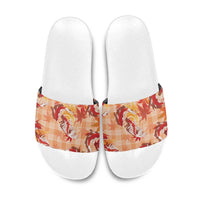 Orange Palaka Hawaii Aloha Slide Sandals Koi Pond Mix Japanese Maple LT7 Orange - Polynesian Pride