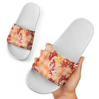 Orange Palaka Hawaii Aloha Slide Sandals Koi Pond Mix Japanese Maple LT7 - Polynesian Pride