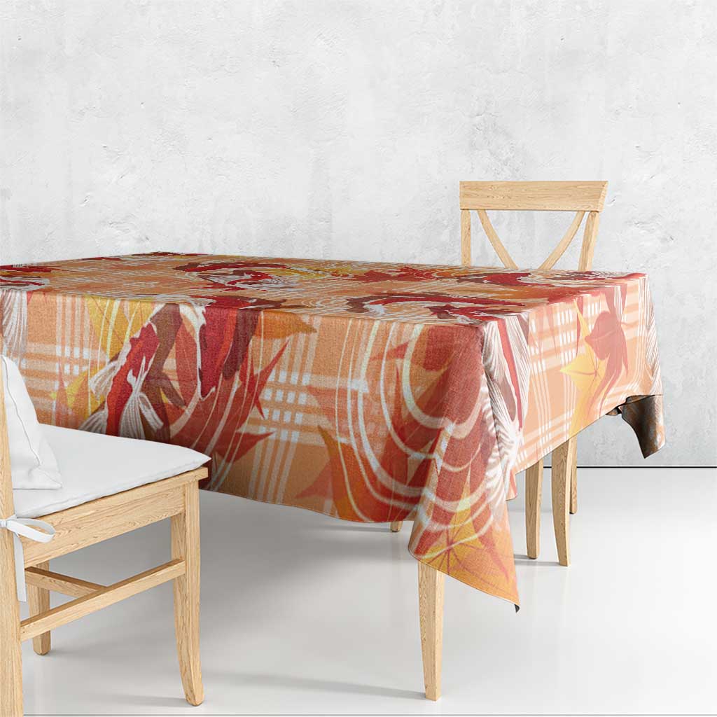 Orange Palaka Hawaii Aloha Tablecloth Koi Pond Mix Japanese Maple LT7 - Polynesian Pride