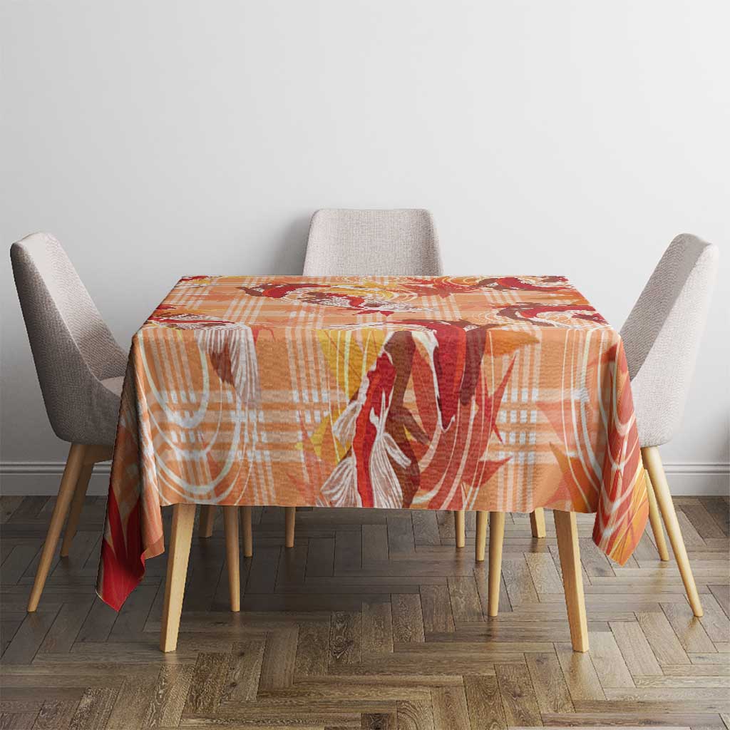 Orange Palaka Hawaii Aloha Tablecloth Koi Pond Mix Japanese Maple LT7 - Polynesian Pride