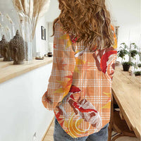 Orange Palaka Hawaii Aloha Women Casual Shirt Koi Pond Mix Japanese Maple LT7 - Polynesian Pride