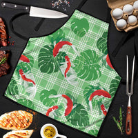 Lime Palaka Hawaii Aloha Apron Koi Pond Mix Monstera LT7 Lime Green - Polynesian Pride