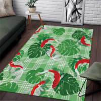 Lime Palaka Hawaii Aloha Area Rug Koi Pond Mix Monstera LT7 Lime Green - Polynesian Pride