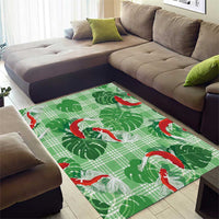 Lime Palaka Hawaii Aloha Area Rug Koi Pond Mix Monstera LT7 - Polynesian Pride