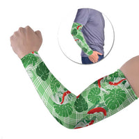 Lime Palaka Hawaii Aloha Arm Sleeves Koi Pond Mix Monstera LT7 Set of 2 Lime Green - Polynesian Pride