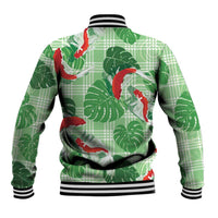 Lime Palaka Hawaii Aloha Baseball Jacket Koi Pond Mix Monstera LT7 - Polynesian Pride
