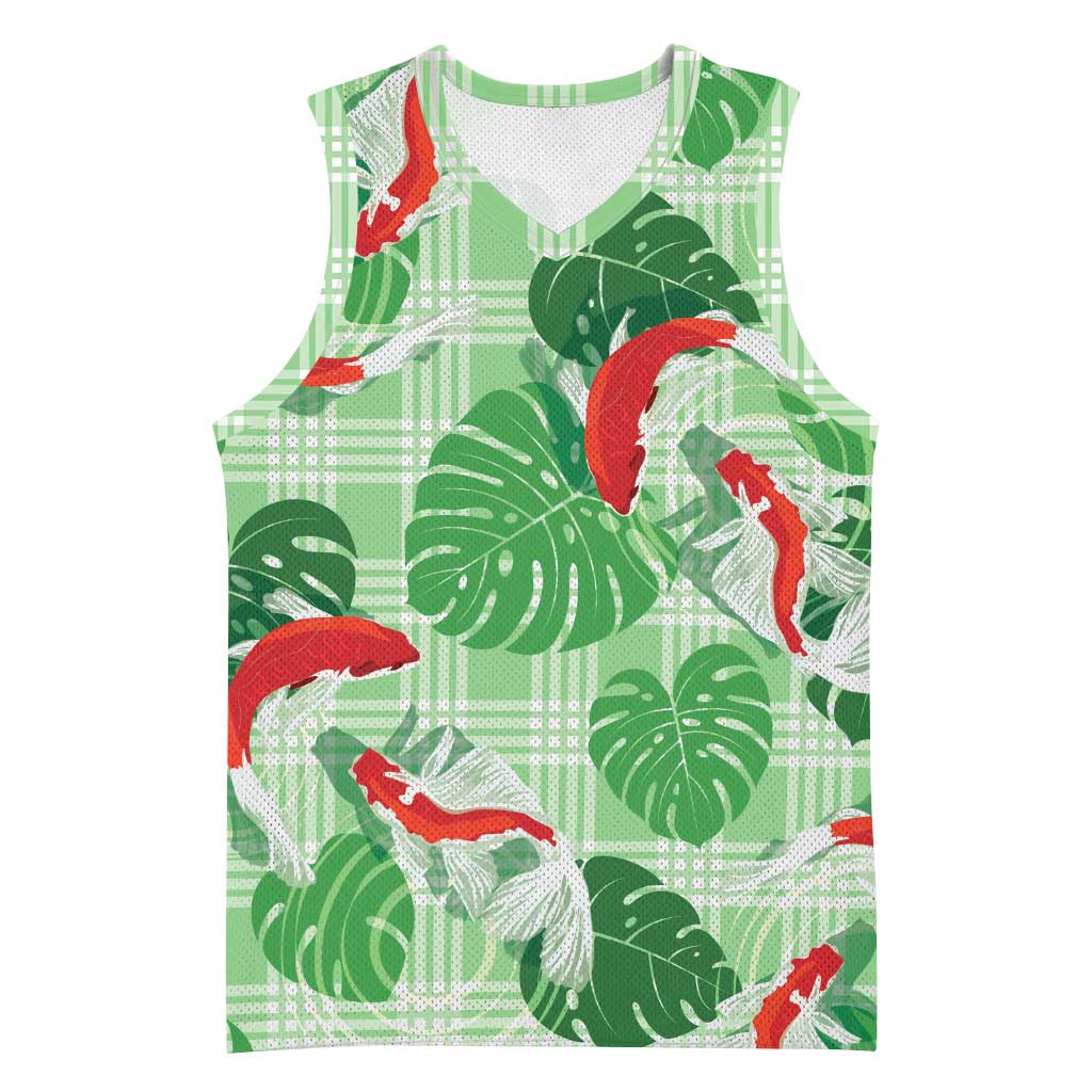 Lime Palaka Hawaii Aloha Basketball Jersey Koi Pond Mix Monstera LT7 Unisex Lime Green - Polynesian Pride
