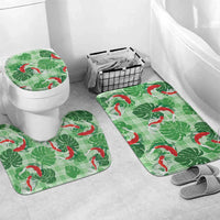 Lime Palaka Hawaii Aloha Bathroom Set Koi Pond Mix Monstera LT7 Mat Set Only (3 pcs) One Size Lime Green - Polynesian Pride