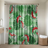 Lime Palaka Hawaii Aloha Bathroom Set Koi Pond Mix Monstera LT7 Shower Curtain Only Lime Green - Polynesian Pride