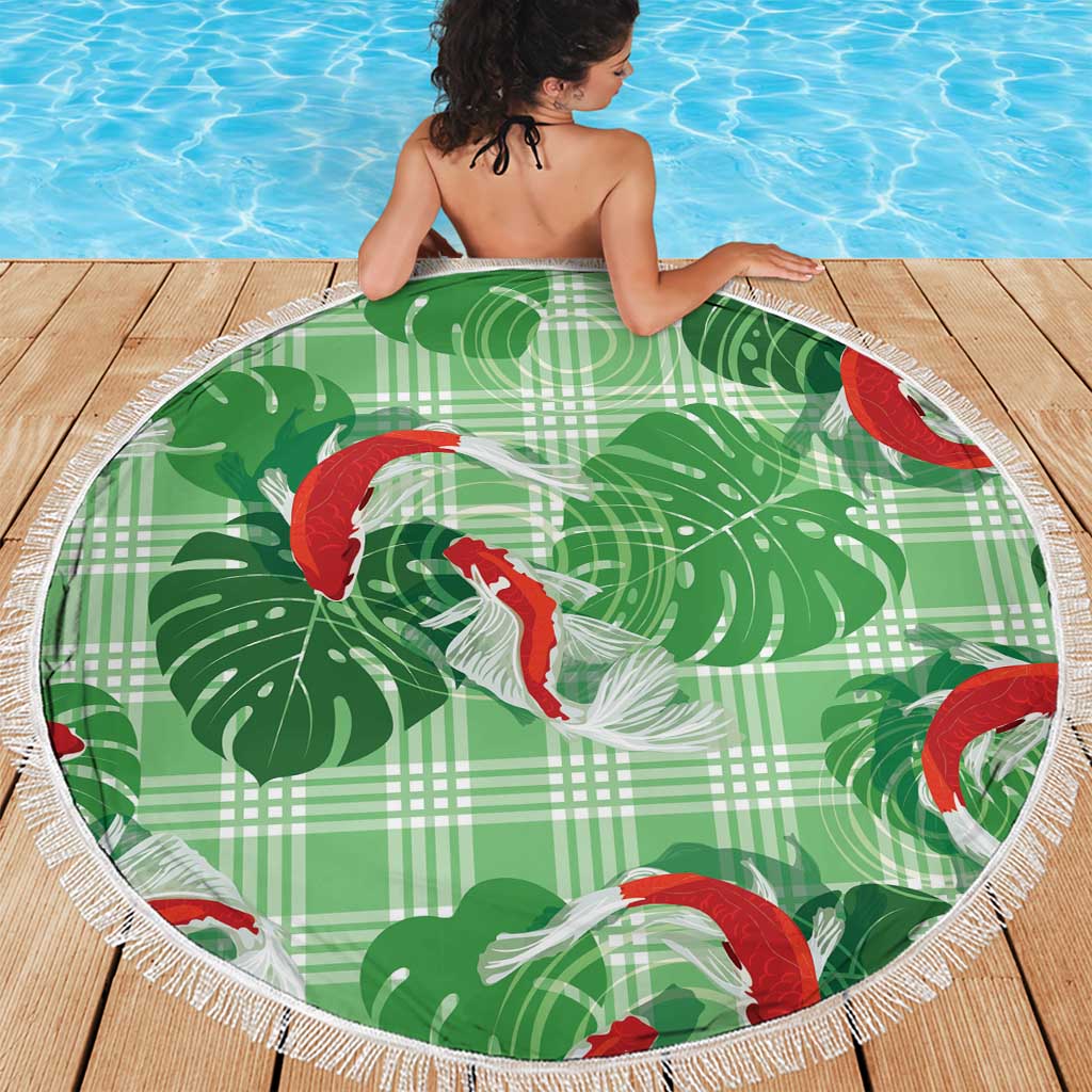 Lime Palaka Hawaii Aloha Beach Blanket Koi Pond Mix Monstera LT7 - Polynesian Pride