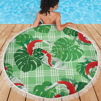 Lime Palaka Hawaii Aloha Beach Blanket Koi Pond Mix Monstera LT7 - Polynesian Pride