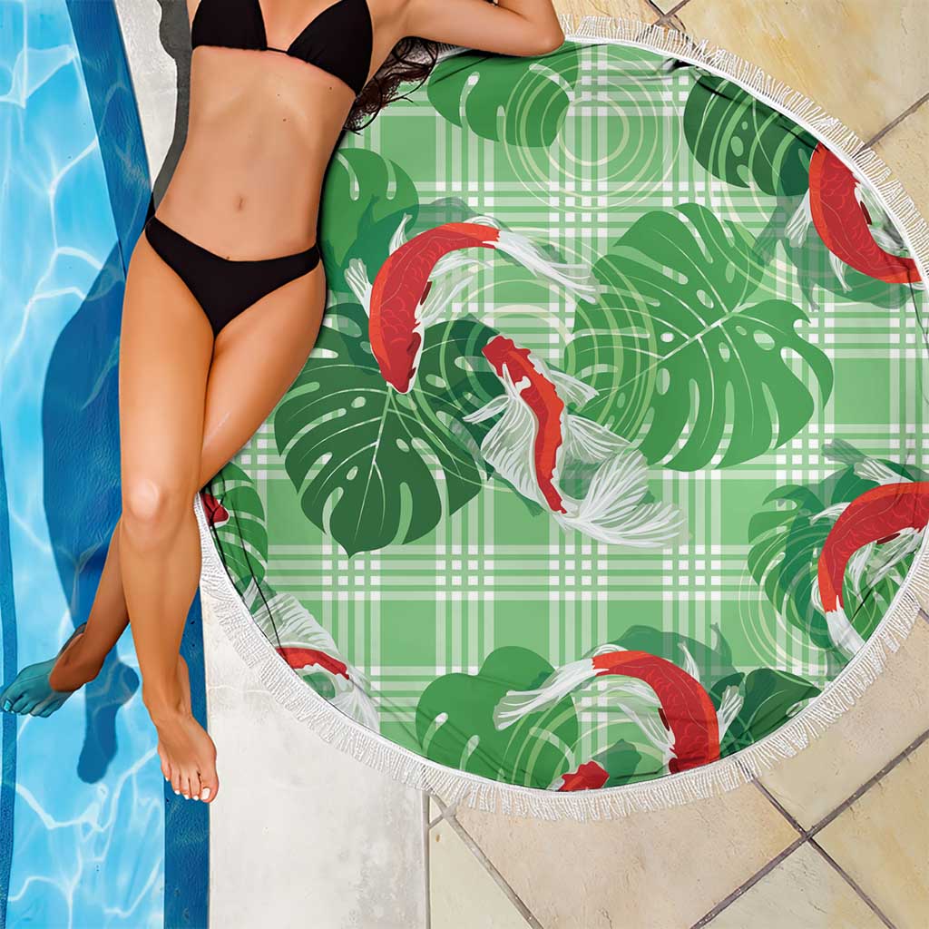 Lime Palaka Hawaii Aloha Beach Blanket Koi Pond Mix Monstera LT7 - Polynesian Pride