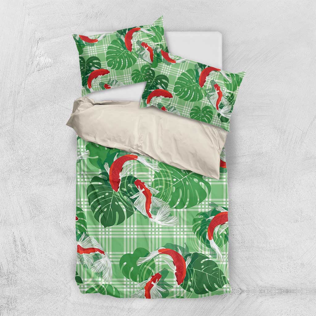 Lime Palaka Hawaii Aloha Bedding Set Koi Pond Mix Monstera LT7 US Twin 172cm x 218cm Lime Green - Polynesian Pride