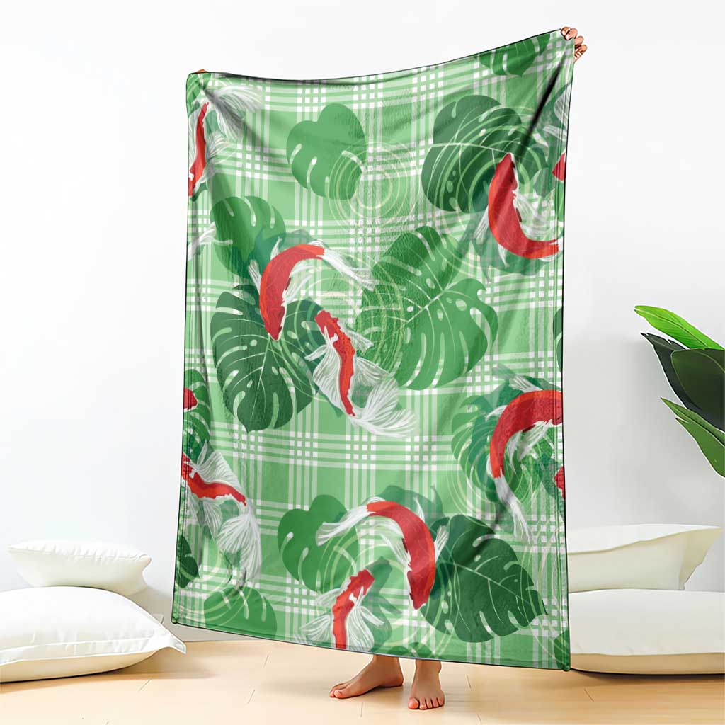 Lime Palaka Hawaii Aloha Blanket Koi Pond Mix Monstera LT7 - Polynesian Pride