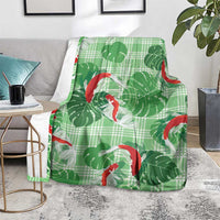 Lime Palaka Hawaii Aloha Blanket Koi Pond Mix Monstera LT7 - Polynesian Pride