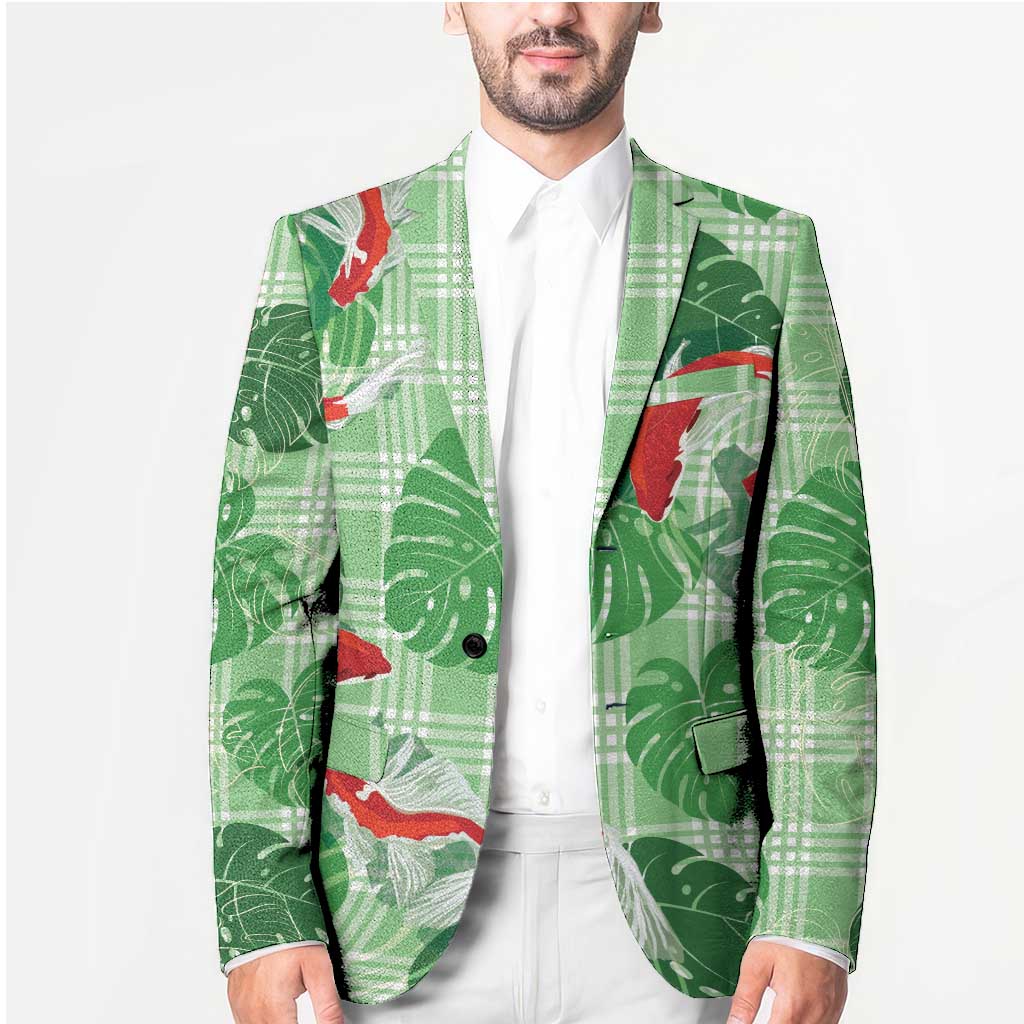 Lime Palaka Hawaii Aloha Blazer Koi Pond Mix Monstera LT7 - Polynesian Pride