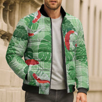 Lime Palaka Hawaii Aloha Bomber Puffer Jacket Koi Pond Mix Monstera LT7 - Polynesian Pride