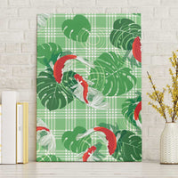 Lime Palaka Hawaii Aloha Canvas Wall Art Koi Pond Mix Monstera LT7 Without Frame Lime Green - Polynesian Pride