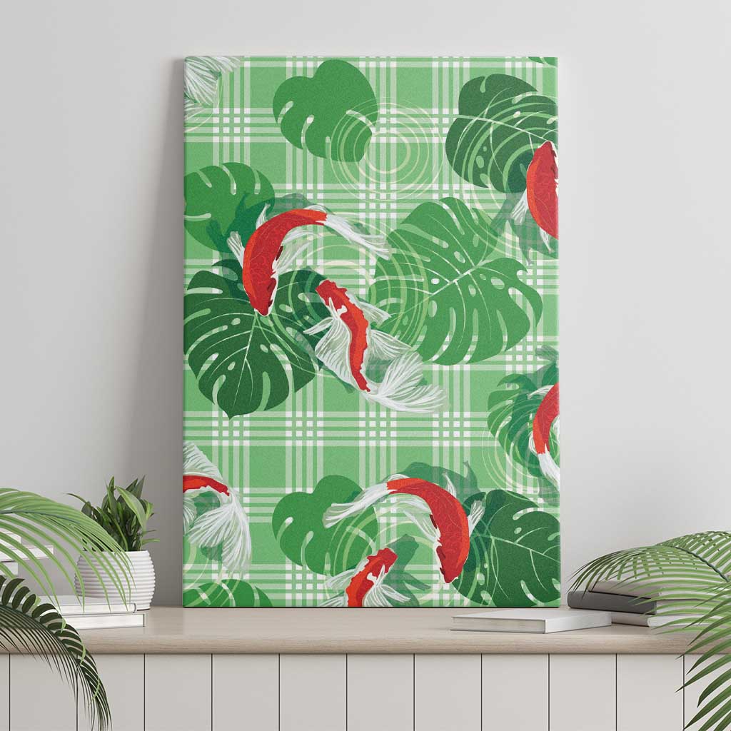 Lime Palaka Hawaii Aloha Canvas Wall Art Koi Pond Mix Monstera LT7 - Polynesian Pride