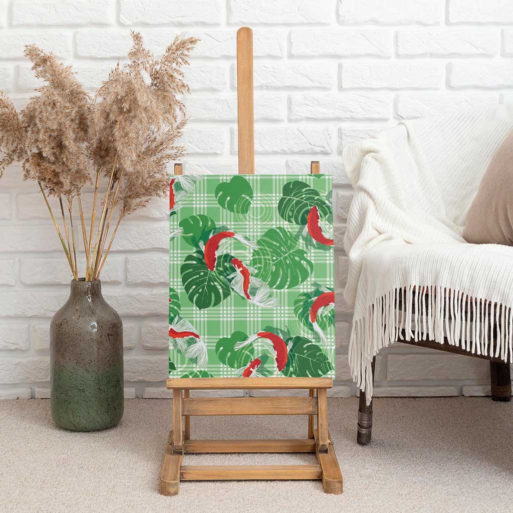 Lime Palaka Hawaii Aloha Canvas Wall Art Koi Pond Mix Monstera LT7 - Polynesian Pride