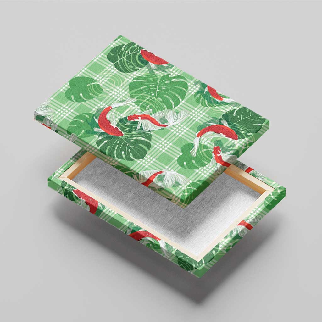 Lime Palaka Hawaii Aloha Canvas Wall Art Koi Pond Mix Monstera LT7 - Polynesian Pride