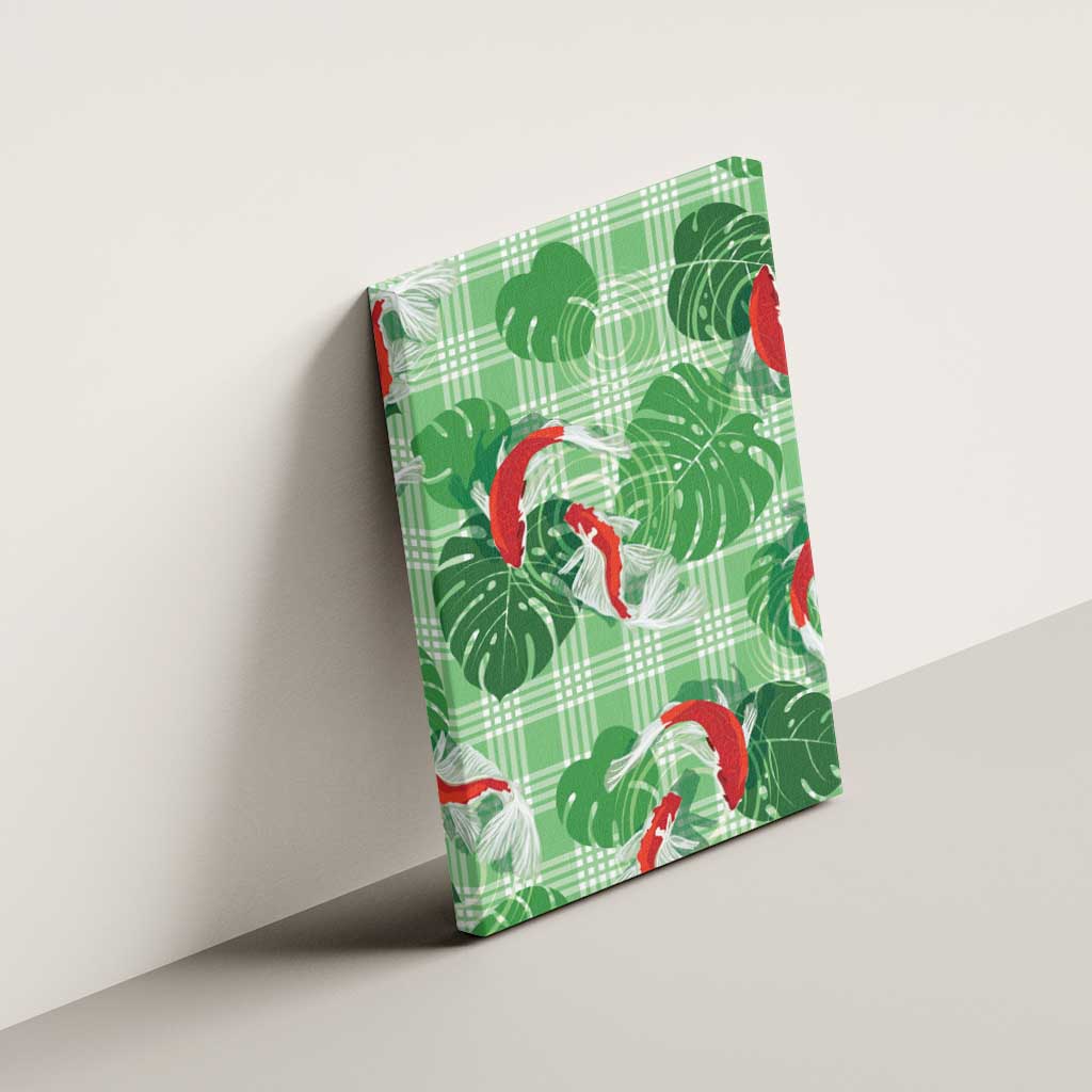 Lime Palaka Hawaii Aloha Canvas Wall Art Koi Pond Mix Monstera LT7 - Polynesian Pride