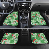 Lime Palaka Hawaii Aloha Car Mats Koi Pond Mix Monstera LT7 Set 4pcs Lime Green - Polynesian Pride