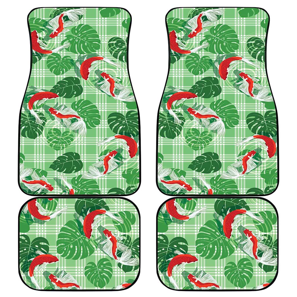 Lime Palaka Hawaii Aloha Car Mats Koi Pond Mix Monstera LT7 - Polynesian Pride