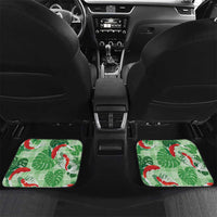 Lime Palaka Hawaii Aloha Car Mats Koi Pond Mix Monstera LT7 Set 2pcs - Back Lime Green - Polynesian Pride