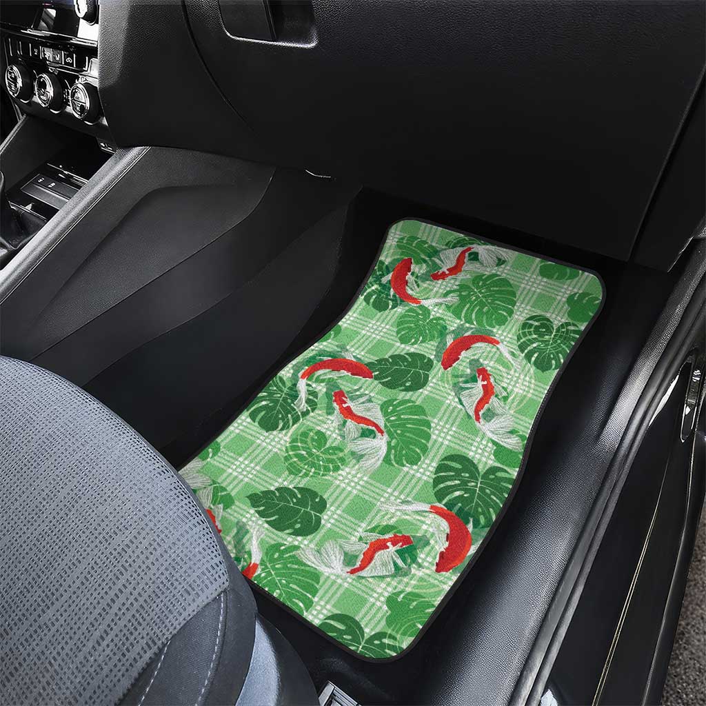 Lime Palaka Hawaii Aloha Car Mats Koi Pond Mix Monstera LT7 - Polynesian Pride