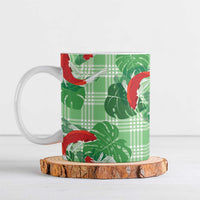 Lime Palaka Hawaii Aloha Ceramic Mug Koi Pond Mix Monstera LT7 Lime Green - Polynesian Pride
