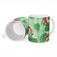 Lime Palaka Hawaii Aloha Ceramic Mug Koi Pond Mix Monstera LT7 - Polynesian Pride