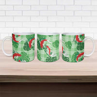Lime Palaka Hawaii Aloha Ceramic Mug Koi Pond Mix Monstera LT7 - Polynesian Pride