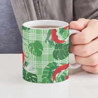Lime Palaka Hawaii Aloha Ceramic Mug Koi Pond Mix Monstera LT7 - Polynesian Pride