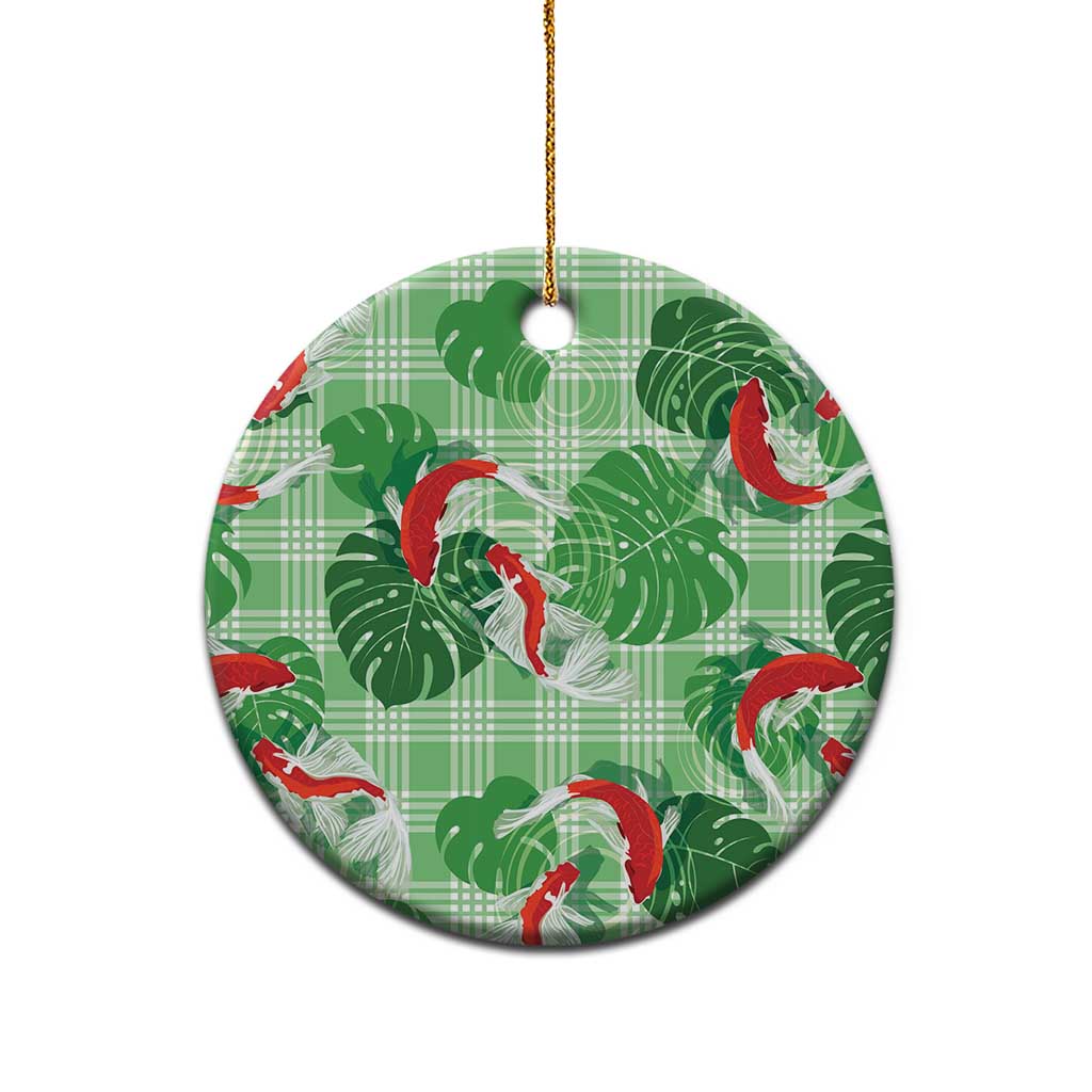 Lime Palaka Hawaii Aloha Ceramic Ornament Koi Pond Mix Monstera LT7 - Polynesian Pride