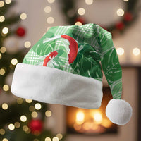 Lime Palaka Hawaii Aloha Christmas Santa Hat Koi Pond Mix Monstera LT7 Without Fur Lime Green - Polynesian Pride