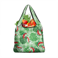 Lime Palaka Hawaii Aloha Grocery Bag Koi Pond Mix Monstera LT7 1-pack One Size Lime Green - Polynesian Pride
