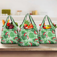Lime Palaka Hawaii Aloha Grocery Bag Koi Pond Mix Monstera LT7 3-pack One Size Lime Green - Polynesian Pride
