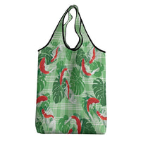 Lime Palaka Hawaii Aloha Grocery Bag Koi Pond Mix Monstera LT7 - Polynesian Pride