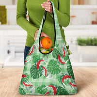 Lime Palaka Hawaii Aloha Grocery Bag Koi Pond Mix Monstera LT7 - Polynesian Pride