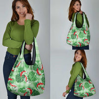 Lime Palaka Hawaii Aloha Grocery Bag Koi Pond Mix Monstera LT7 - Polynesian Pride
