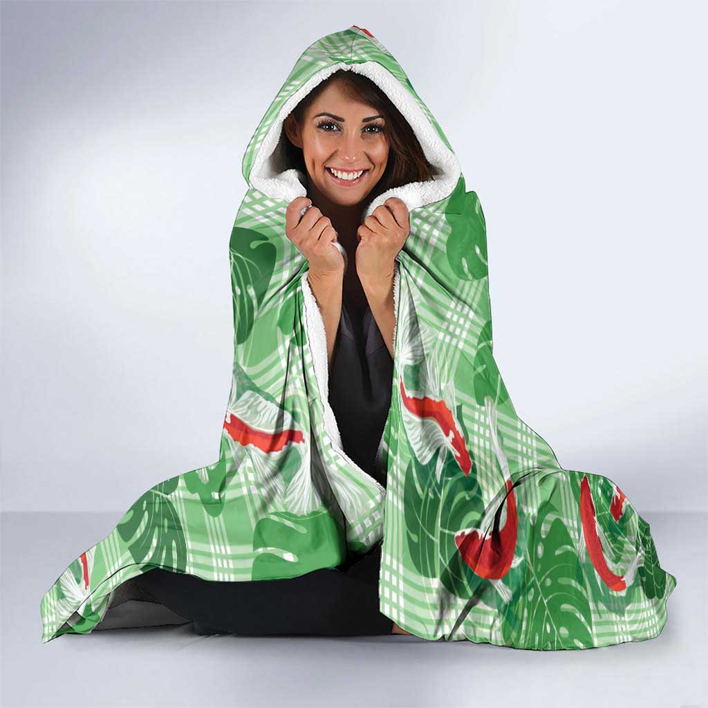 Lime Palaka Hawaii Aloha Hooded Blanket Koi Pond Mix Monstera LT7 - Polynesian Pride