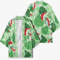 Lime Palaka Hawaii Aloha Kimono Koi Pond Mix Monstera LT7 - Polynesian Pride