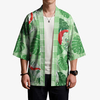 Lime Palaka Hawaii Aloha Kimono Koi Pond Mix Monstera LT7 - Polynesian Pride